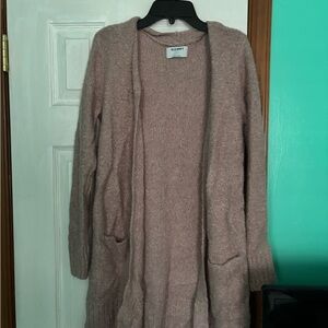 Knitted Pink Open Front Cardigan